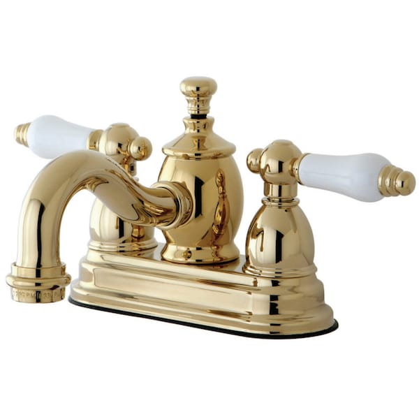 KS7102PL 4" Centerset Bathroom Faucet, Polished Brass